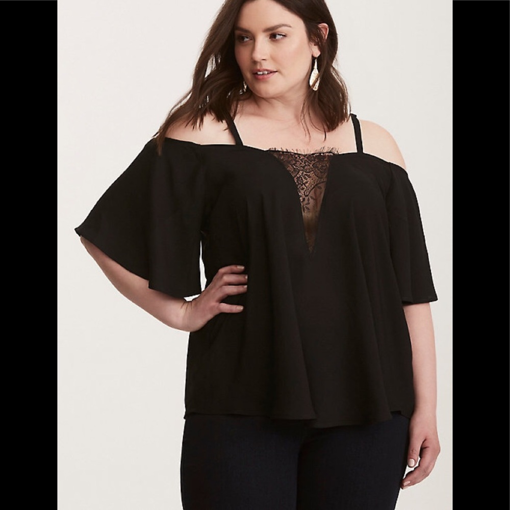 Torrid Lace Inset Cold Shoulder Top